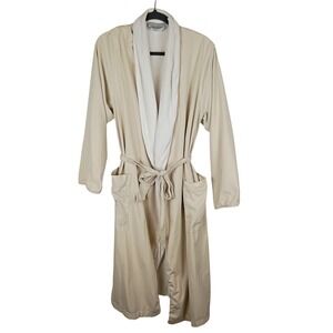 Boca Terry Microfiber Spa Robe Womens Medium Tan Khaki Lined Terry Cloth Belted